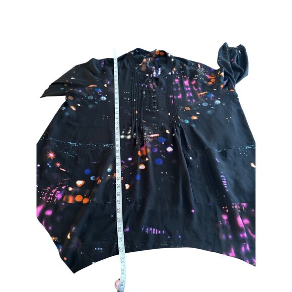 Melissa McCarthy Seven7 Tunic Blouse 2X Star Light Print Flowy Long Sleeve - Picture 5 of 12
